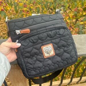 Brighton Black Heart Quilted Crossbody Bag